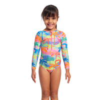 Funkita Poka Palm Toddler Girls Sun Cover One Piece Swimwear, Toddler Girls One Piece Swimwear