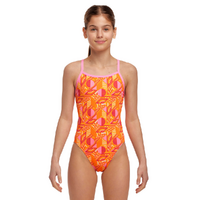 Funkita Girls Orange Crush Single Strap One Piece Swimwear, Girls Swimsuit