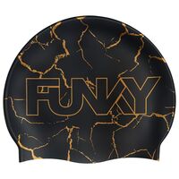 Funky Cracked Gold  Swim Cap, Swimming Cap, Silicone Swim Cap