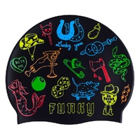 Funky Doodles Swim Cap, Swimming Cap, Silicone Swim Cap