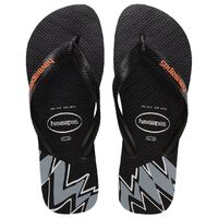 Havaianas Boys Top Print Splice Thongs - Black/Black/Begonia Orange