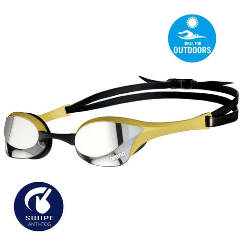 Arena Cobra Ultra Swipe Outdoor Swimming Goggles, Silver - Gold, Racing Swim Goggles