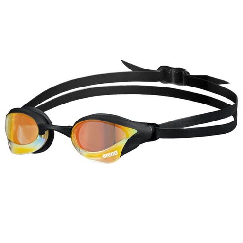 Arena Cobra Core Swipe Mirror Swimming Goggles - Yellow Copper & Black , Race - Racing Goggles