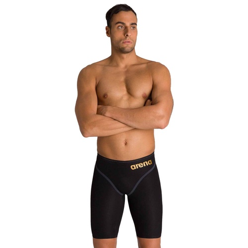 Men’s Arena Powerskin Carbon Core FX Jammer Swimwear – Black & Gold, FINA approved, Men's Racing Swimsuit [Size: 4]