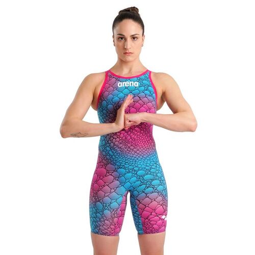 Arena Powerskin Carbon Air ² Open Back Female Race Suit Gator Twilight, Fina Approved Swimming Race Suit [Size: 2]