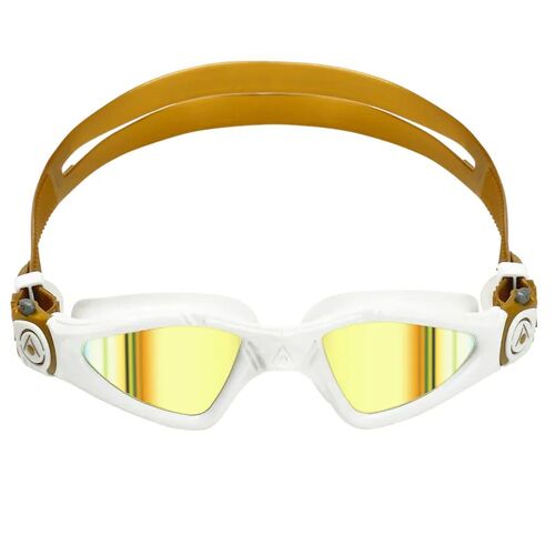 Aqua Sphere Kayenne - Gold Compact Fit Titanium Mirror Lens Swimming Goggles, White & Gold, Fitness & Training Goggle