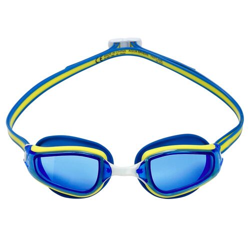 Aqua Sphere Fastlane Swimming Goggles, Blue Lens – Blue/Yellow Frame, Fitness & Training Goggle