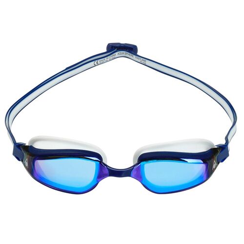 Aqua Sphere Fastlane Swimming Goggles, Blue Mirrored Lens - Navy & White, Fitness & Training Goggle