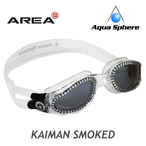 Aquasphere Kaiman Goggles, Smoke Lens Clear Frame Swimming Goggles 