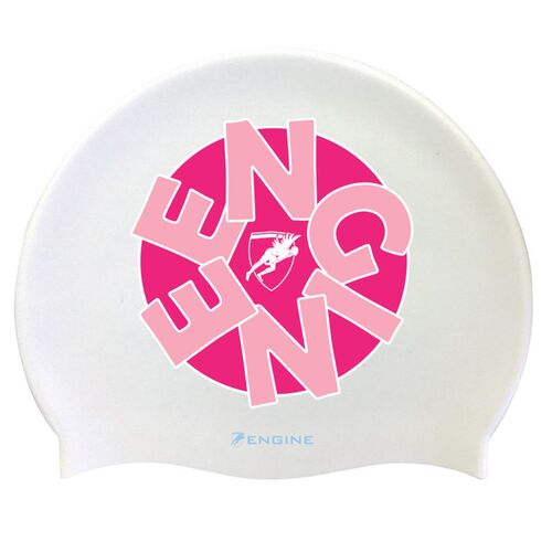 Engine Circle of Engine Silicone Swim Cap - Pink White, Swimming Cap