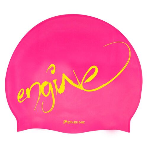 Engine Graffiti Silicone Swim Cap - Pink & Yellow, Swimming Cap
