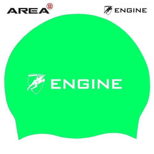Engine Solid Green Swim Cap, Swimming Cap, Silicone Swim Cap