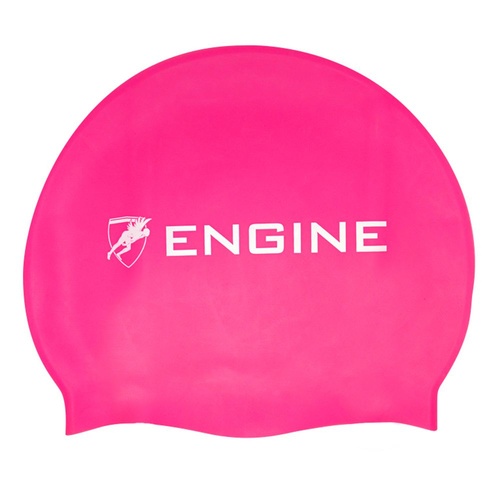 Engine Pink Swim Cap, Solid Silicone Swim Cap, Swimming Gear