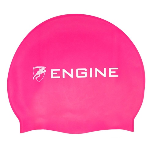 Engine Pink Swim Cap, Solid Silicone Swim Cap, Swimming Gear
