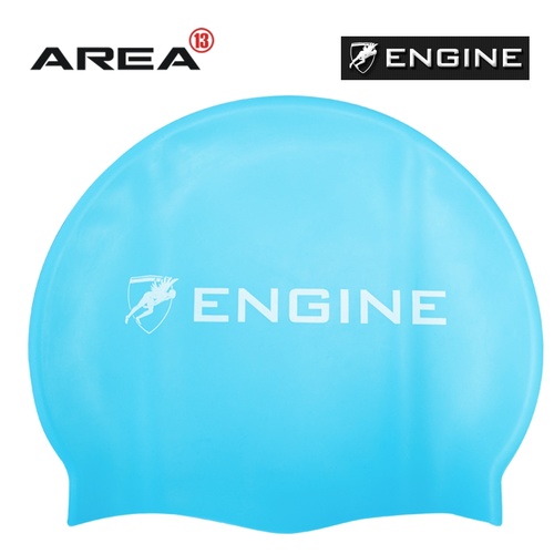 Engine Solid Blue Swim Cap, Swimming Cap, Silicone Swim Cap