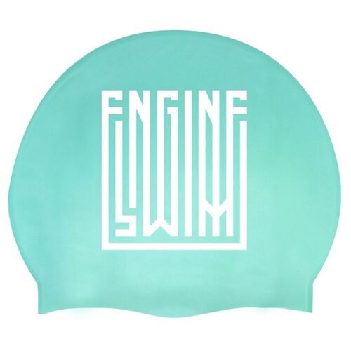 Engine Solid Silicone Swim Cap Lane Lines Teal, Swimming Cap