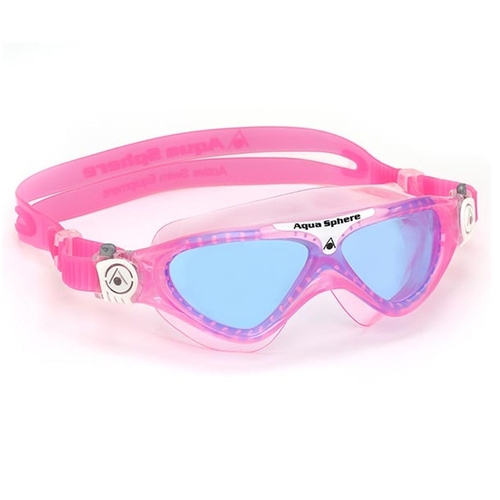 Aqua Sphere Vista Jr Swim Mask - Blue Lens - Pink White, Children's Swimming Mask, Goggles 
