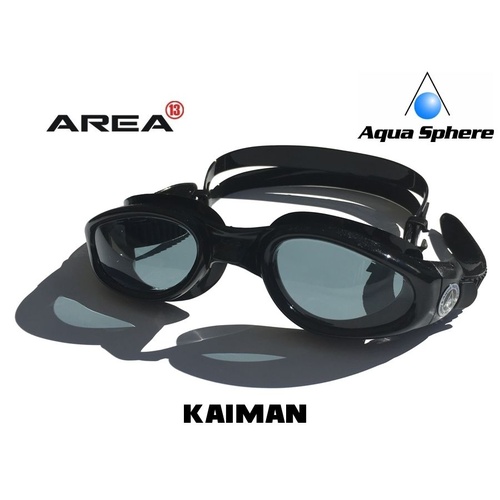 Aqua Sphere Kaiman Goggles, Black/Smoked Lens, Swimming Goggles