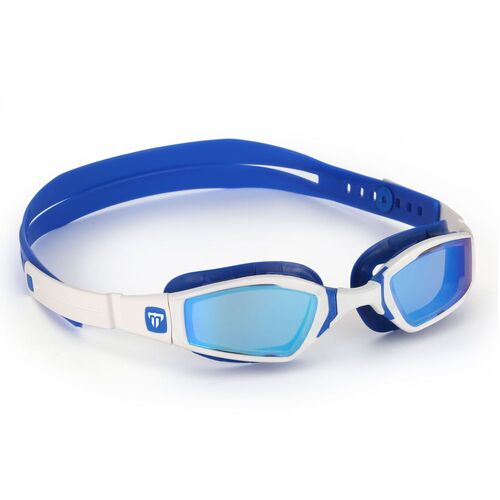 MP Michael Phelps Ninja - Titanium White & Blue With Blue Mirror Lens, Racing Goggles