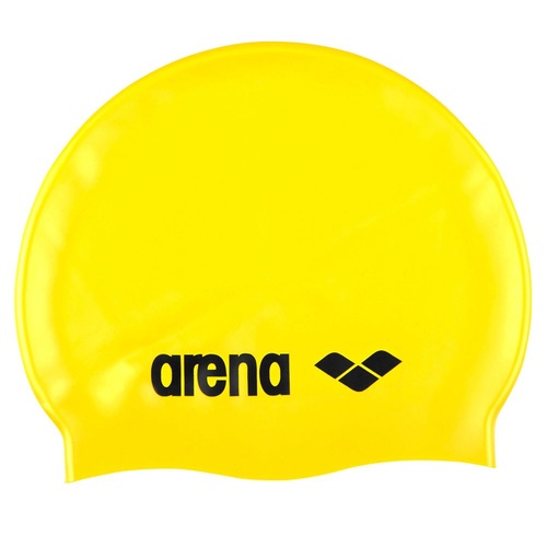 Arena Classic Silicone Swim Cap Bright Yellow-Black Swimming Cap, Silicone Swim Cap 