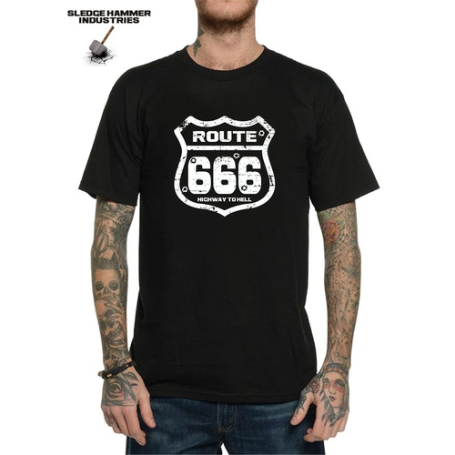 666 HIGHWAY TO HELL MOTORCYCLE T SHIRT, CAFE RACER, MUSCLE CAR, MEN'S T SHIRT,