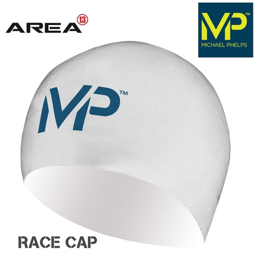 MP MICHAEL PHELPS RACE SWIM CAP - WHITE, SWIMMING CAP, SILICONE SWIM CAP