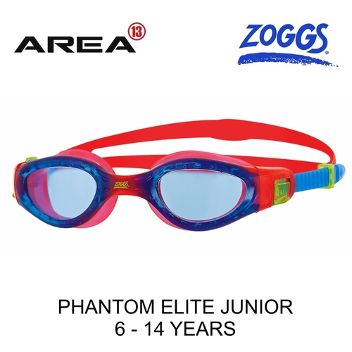 ZOGGS SWIMMING GOGGLES PHANTOM ELITE JUNIOR 6 - 14, RED / BLUE CHILDRENS SWIMMING GOGGLES
