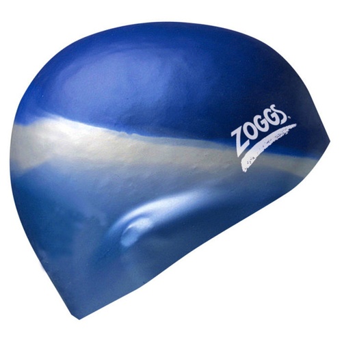 Zoggs Multi Colour Molded Silicone Swim Cap - Blue & Silver