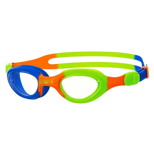 Zoggs Little Super Seal Swimming Goggles 0 - 6 Years , Blue, Orange & Green, Children's Goggles
