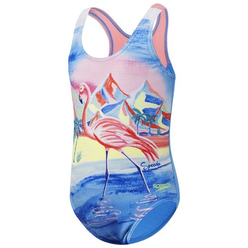 Speedo Toddler Girls Wish You Were Here One Piece Swimwear, Flamingo [Size: 3]