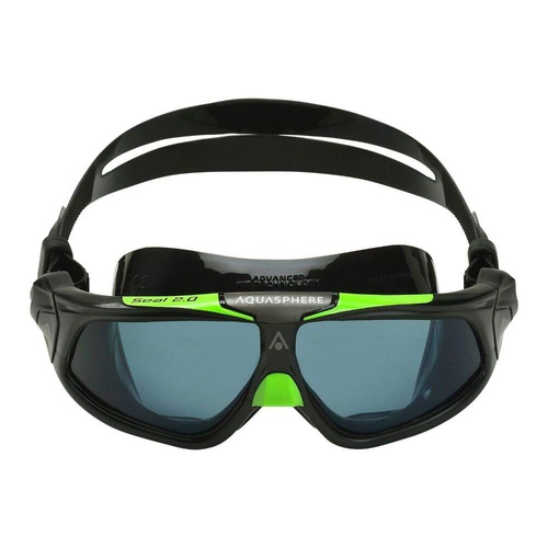 Aqua Sphere Seal 2.0 Swim Mask Black/Green - Smoke Lens - Swimming Mask