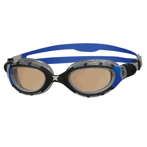 Zoggs Predator Flex Polarized Ultra Small Profile Fit Swimming Goggles - Silver/Blue Copper Lens