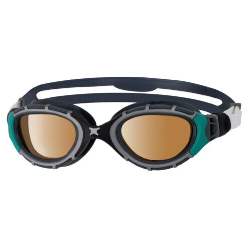 Zoggs Predator Flex Polarized Ultra Swimming Goggles Smaller Profile Fit - Black/Green Copper Lens RRP $70.00