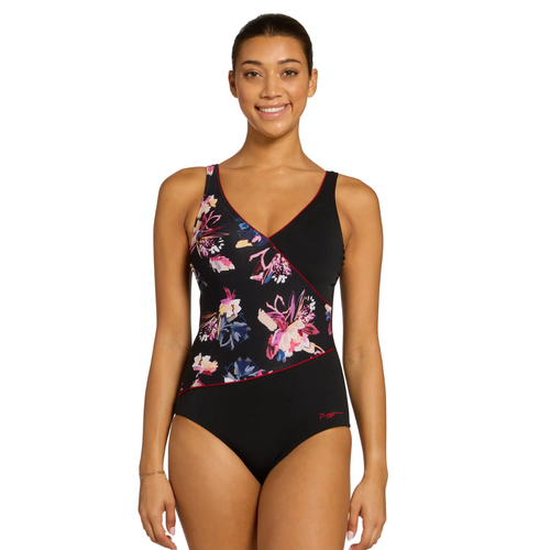 Zoggs Women's Yuma Wrap Front One Piece Swimwear, Ladies Swimsuit [Size: 12]