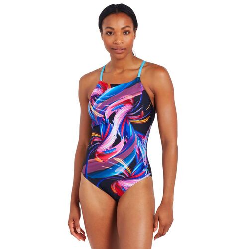 Zoggs Women's Colour Flow Y Back One Piece Swimwear, Ladies Swimsuit [Size: 10]