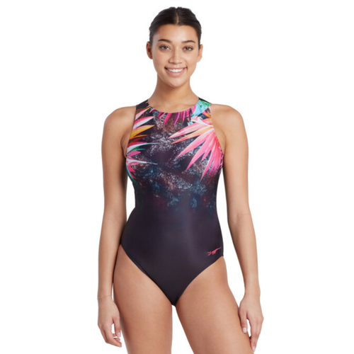Zoggs Women's Savannah Hi Front Open Back One Piece, Ladies Swimsuit [Size: 8]