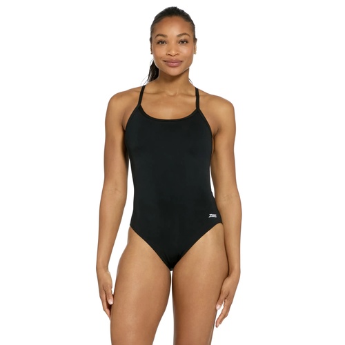 Zoggs Women's Sprintback One Piece Swimsuit - Black, Women's Swimwear [Size: 8]