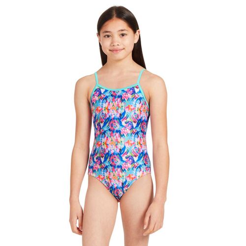 Zoggs Girls Prairie Yaroomba Floral One Piece Swimwear, Girls Swimsuit [Size: 14]