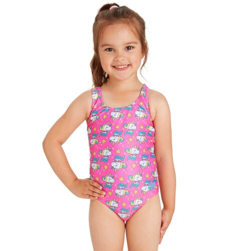 Zoggs Toddler Girls Mernicorn Actionback One Piece Swimwear , Girls Swimsuit [Size: 3]