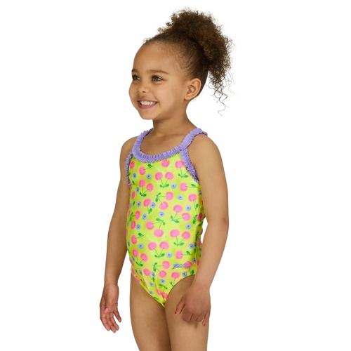 Zoggs Toddler Girls Cherries Ruffle Crossback One Piece Swimwear - Multi, Girls Swimsuit [Size: 3]