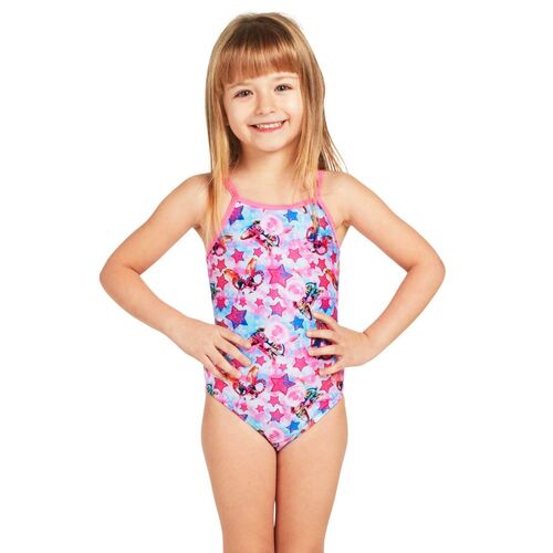 Zoggs Toddler Girls Star Party Yaroomba One Piece Swimwear, Girls Swimsuit [Size: 3]