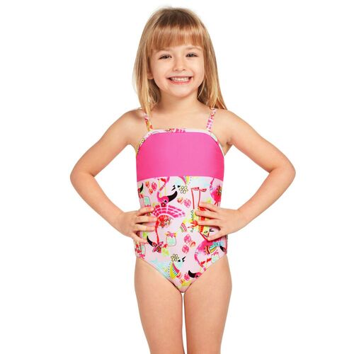 Zoggs Toddler Girls Chick Party Classicback One Piece Swimwear , Girls Swimsuit [Size: 3]