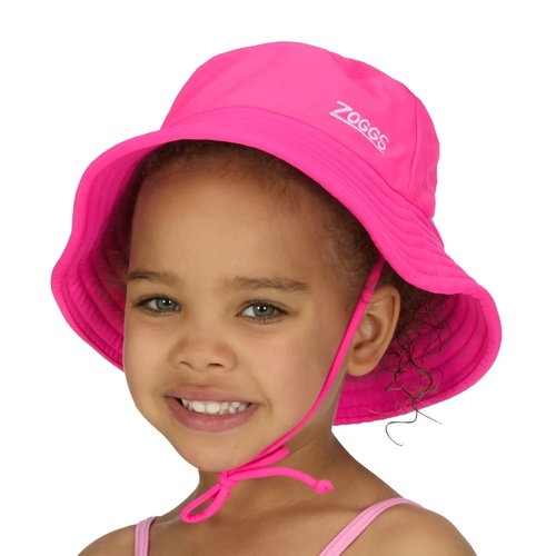 Zoggs Pink Pacific Bucket Sun Hat - Ages 1 - 6  Years, Children's Beach Sun Hat [Size: 1-2 Years]