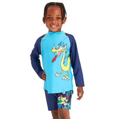 Zoggs Toddler Boys Dragons Long Sleeve Sun Top, Toddler Boys Swimsuit Rashie [Size: 5]
