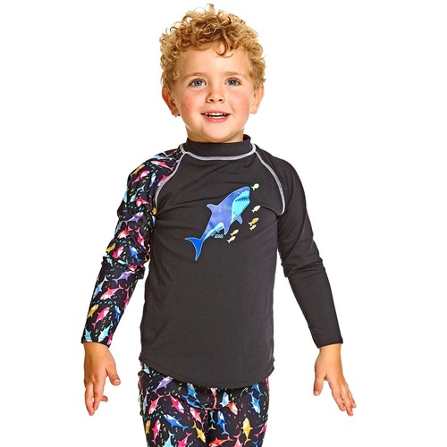 Zoggs Toddler Boys Shark Alert Long Sleeve Sun Top, Toddler Boys Swimsuit Rashie [Size: 3]