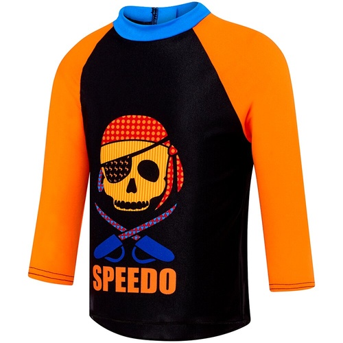SPEEDO TODDLER BOYS PIRATE SKULL LONG SLEEVE SUN TOP, CHILDREN'S RASHIE [size: 3]