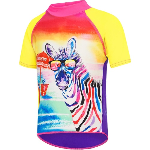 Speedo Toddler Girls Beach Zebra Short Sleeve Sun Top, Girls Rashie [Size: 3]