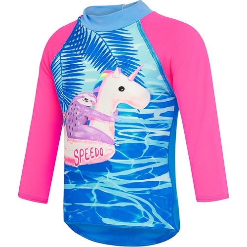 Speedo Toddler Girls Float Sloth Long Sleeve Sun Top, Toddler Girls Rashie [Size: 3]