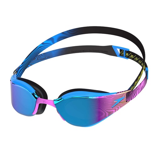 Speedo Fastskin Hyper Elite Mirror Swimming Goggles, Mayan Blue/Smoke/Tropical Horizon Mirror Racing Goggles