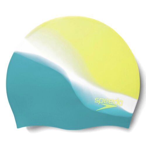 SPEEDO Junior Multi Colour Silicone Cap - Spritz/White/Aquarium, Silicone Swim Cap